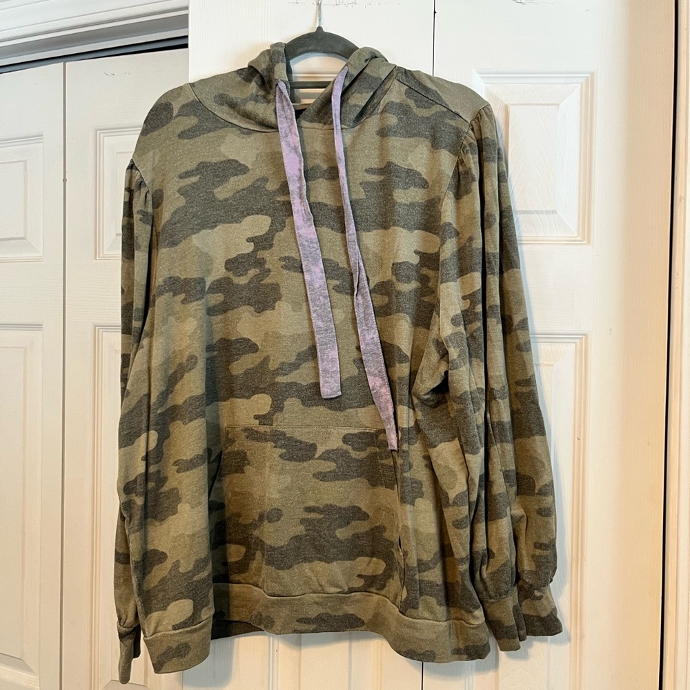 Fred David Camouflage Hoodie with Purple Accents